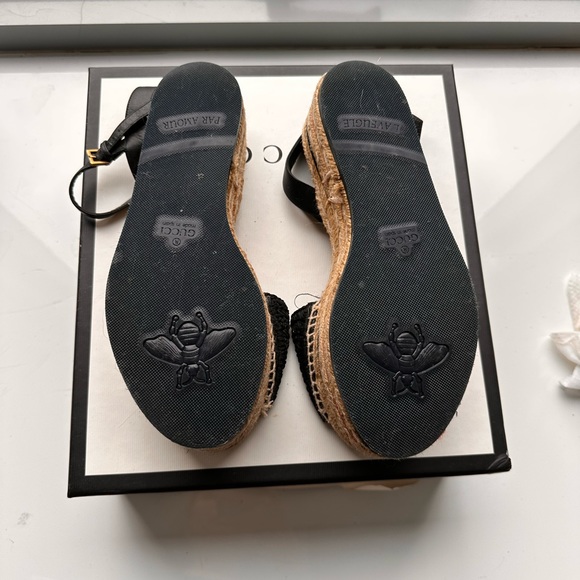 Cotton Malaga Kid Crochet Pearly GG Lilibeth Espadrille Platform Sandals - Picture 4 of 5